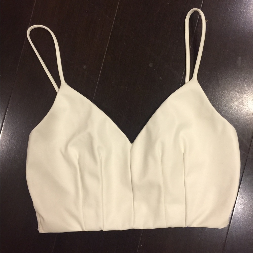 Faux Leather White Crop Top from Nasty Gal